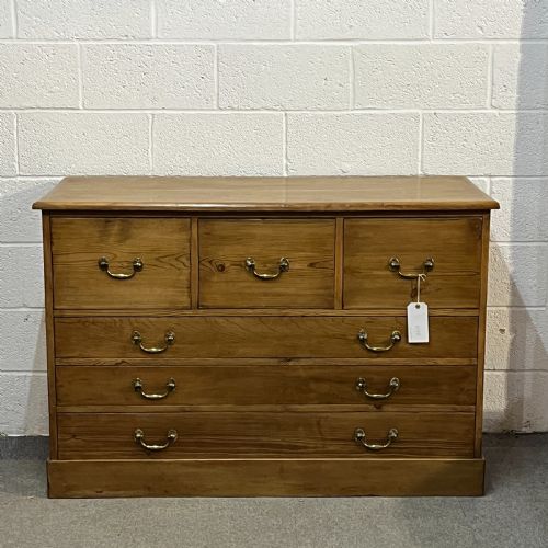 Large Old Pine Vestry Chest of Drawers