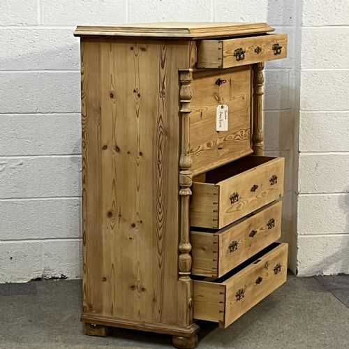 ANTIQUE PINE SECRETAIRE DESK WITH SECRET DRAWERS - ADDITIONAL PHOTO 6