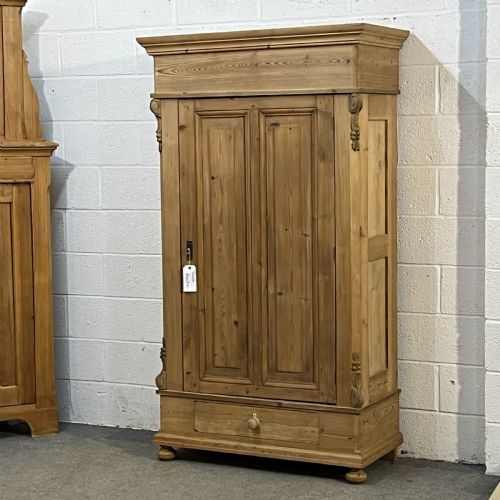 fig 1. Tall Slim Old Pine Storage Cupboard With Bottom Drawer (Dismantles)