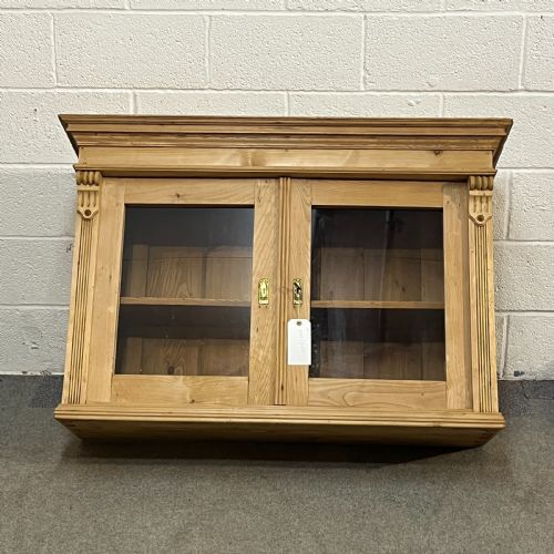 Glazed Antique Pine Wall-hanging Display Cabinet