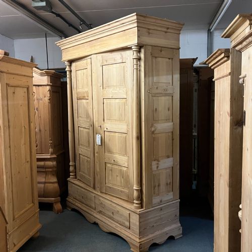 fig 1. Extremely Tall Danish Antique Pine Column Wardrobe