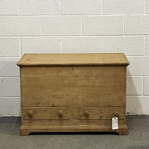 fig 1. Large Old Pine Mule Chest With 2 Drawers