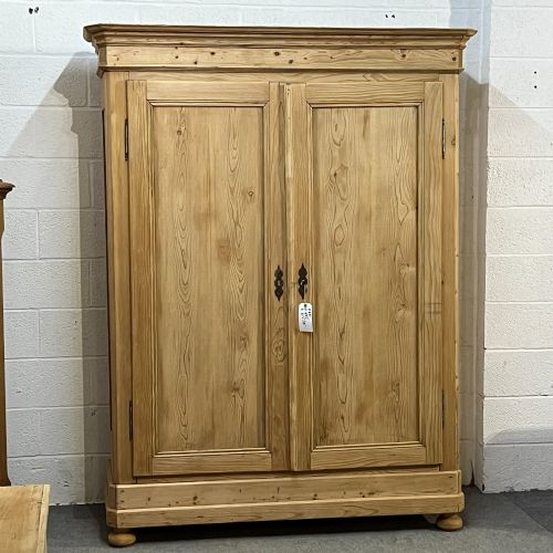 Very Large French Old Pine Double Wardrobe