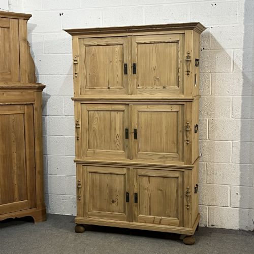 Large Antique Pine Campaign Cupboard