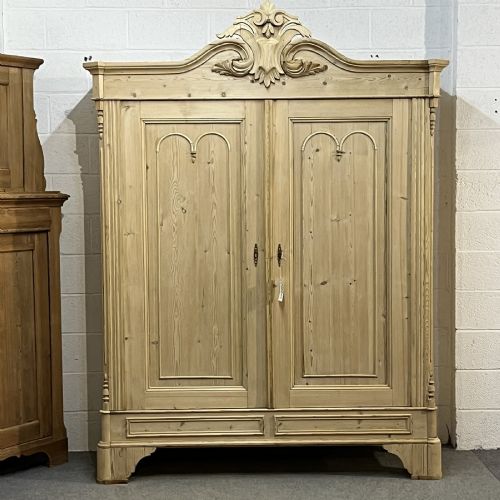 Very Large Late Nineteenth Century Pine Double Wardrobe, Dismantles