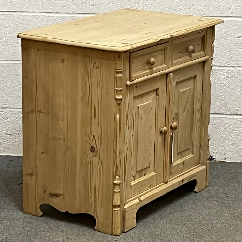 SMALL ANTIQUE PINE 2 DOOR 2 DRAWER CUPBOARD View X