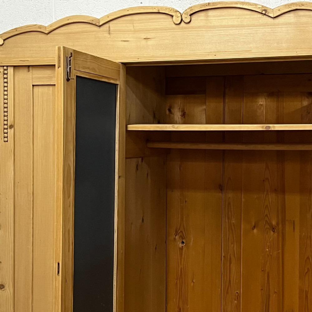East German Late 1920's Triple Pine Wardrobe With Mirrored Door (Dismantles) View III