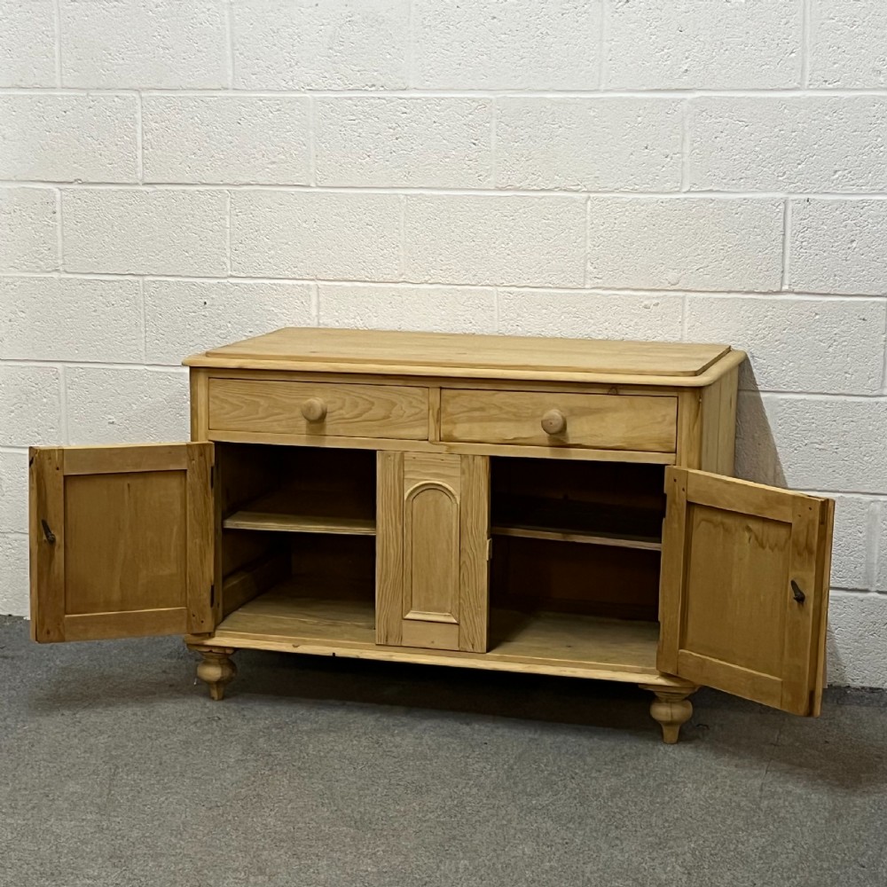 Small Deep Victorian Pine Dresser Base With Arched Panels View II