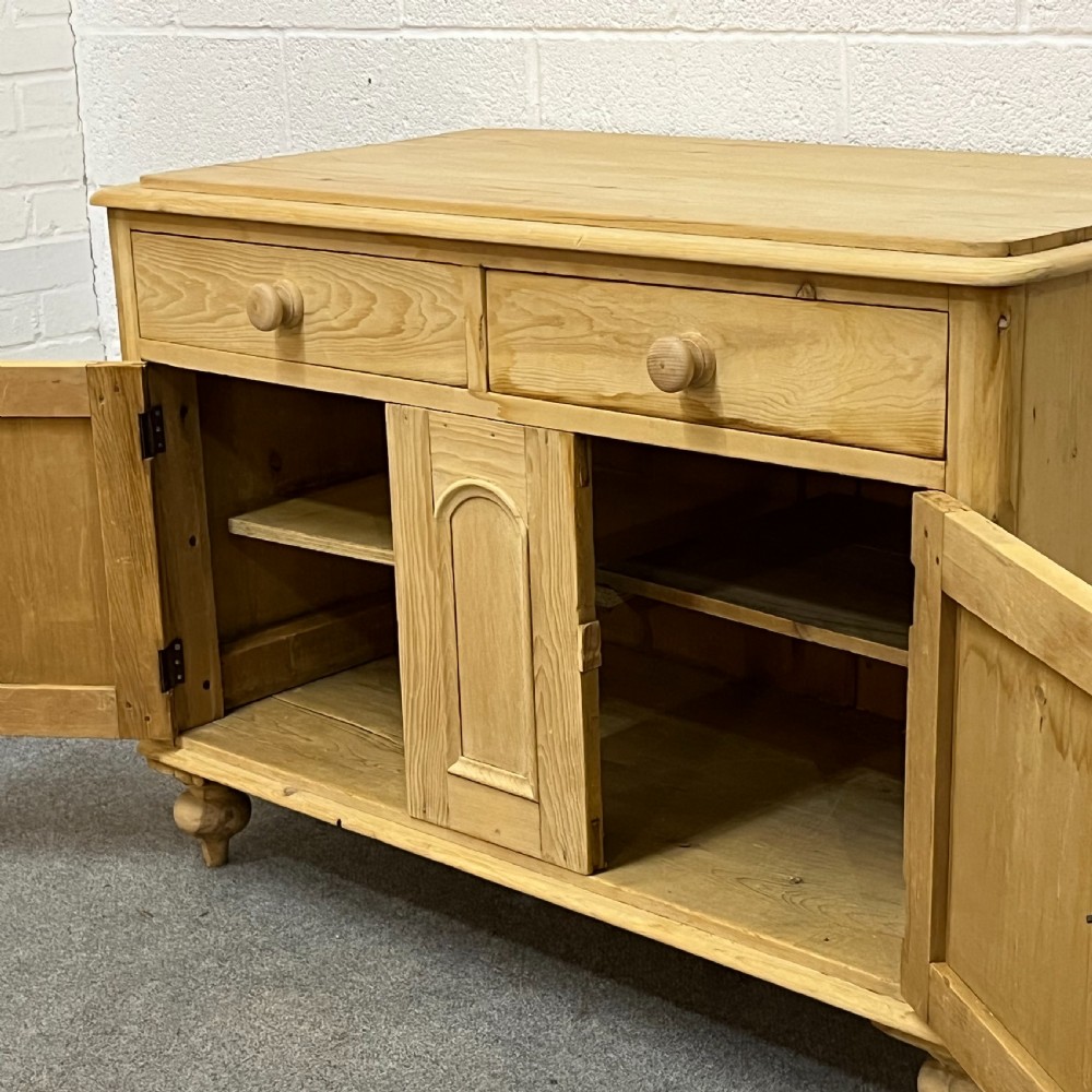 Small Deep Victorian Pine Dresser Base With Arched Panels View III