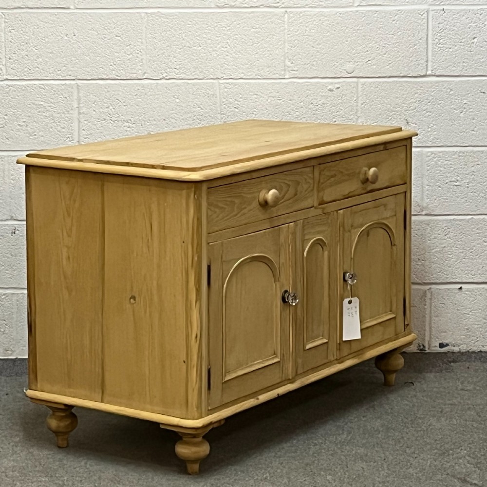Small Deep Victorian Pine Dresser Base With Arched Panels View IV