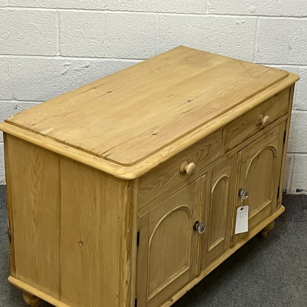 Small Deep Victorian Pine Dresser Base With Arched Panels View VI