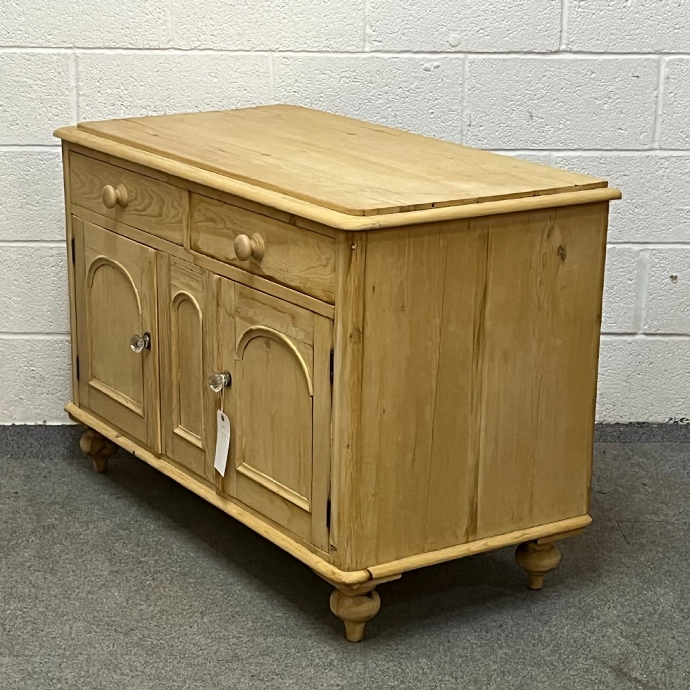 Small Deep Victorian Pine Dresser Base With Arched Panels View VII