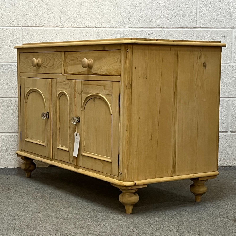 Small Deep Victorian Pine Dresser Base With Arched Panels View VIII