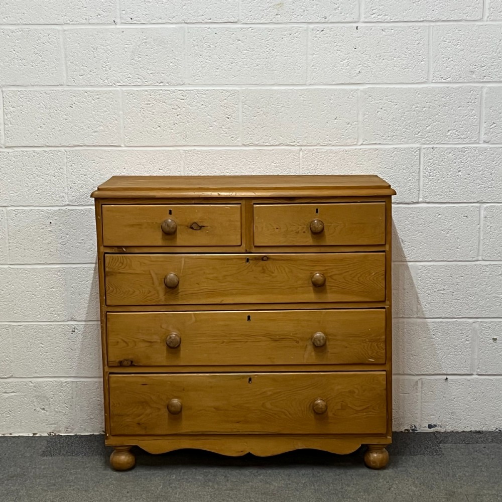 Late Victorian Pine 2 Over 3 Chest Of Drawers
