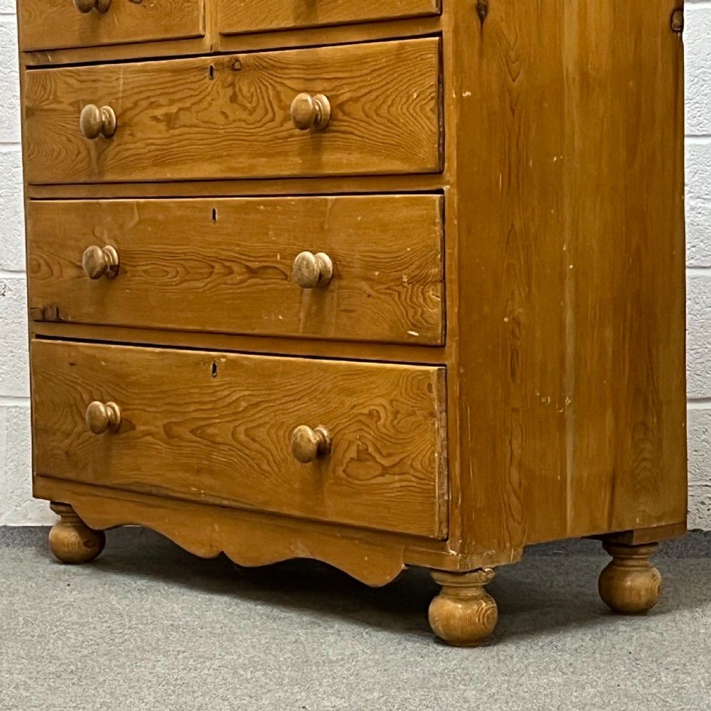 Late Victorian Pine 2 Over 3 Chest Of Drawers View IV