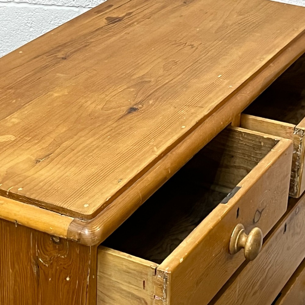 Late Victorian Pine 2 Over 3 Chest Of Drawers View VI