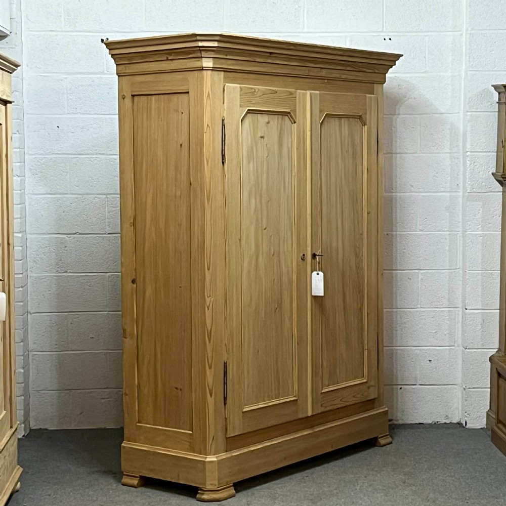 Very Tall French Antique Pine Wardrobe (Dismantles) View II