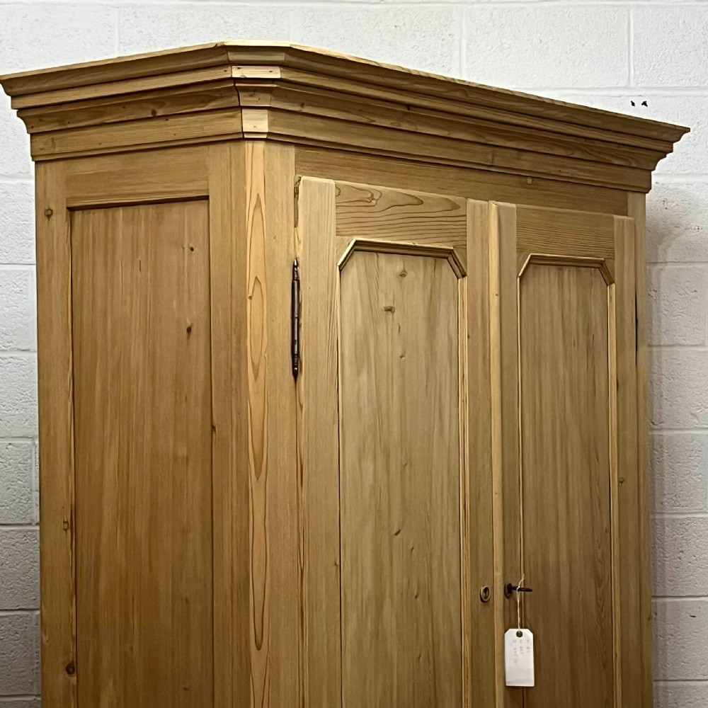 Very Tall French Antique Pine Wardrobe (Dismantles) View V