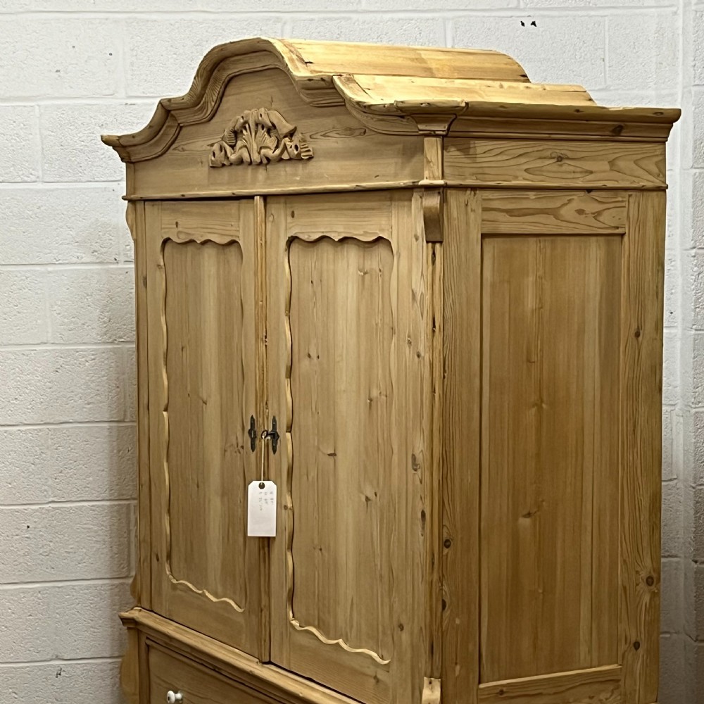 Large Very Old Dutch Pine Linen Press With 2 Drawers View III