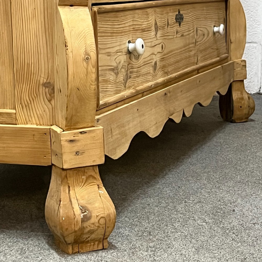 Large Very Old Dutch Pine Linen Press With 2 Drawers View VI