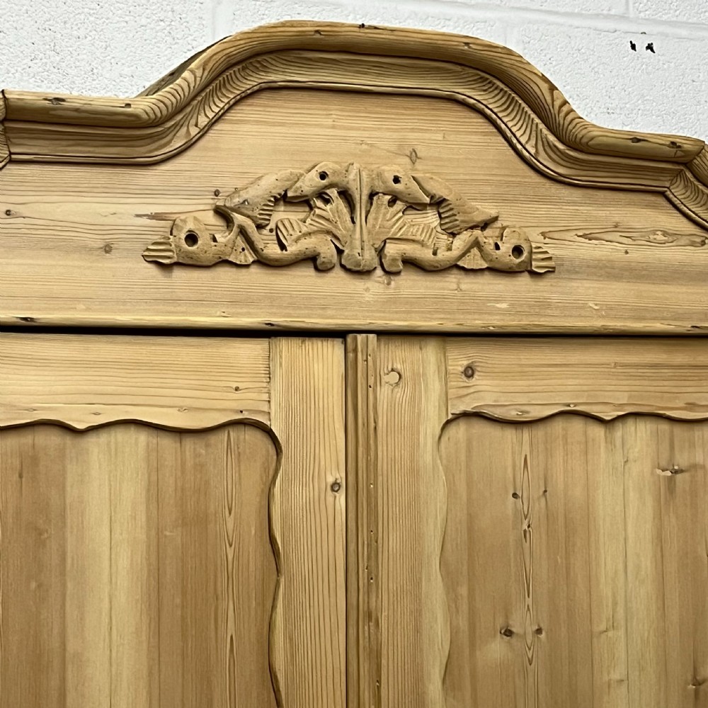 Large Very Old Dutch Pine Linen Press With 2 Drawers View XI
