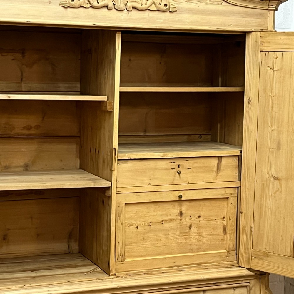 Large Very Old Dutch Pine Linen Press With 2 Drawers View XII