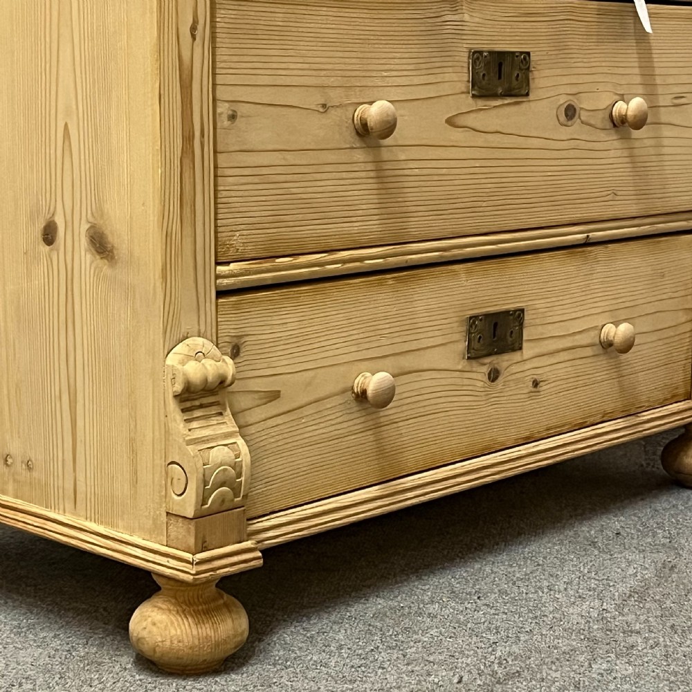 Small 3 Drawer Continental Antique Pine Chest Of Drawers  View VI