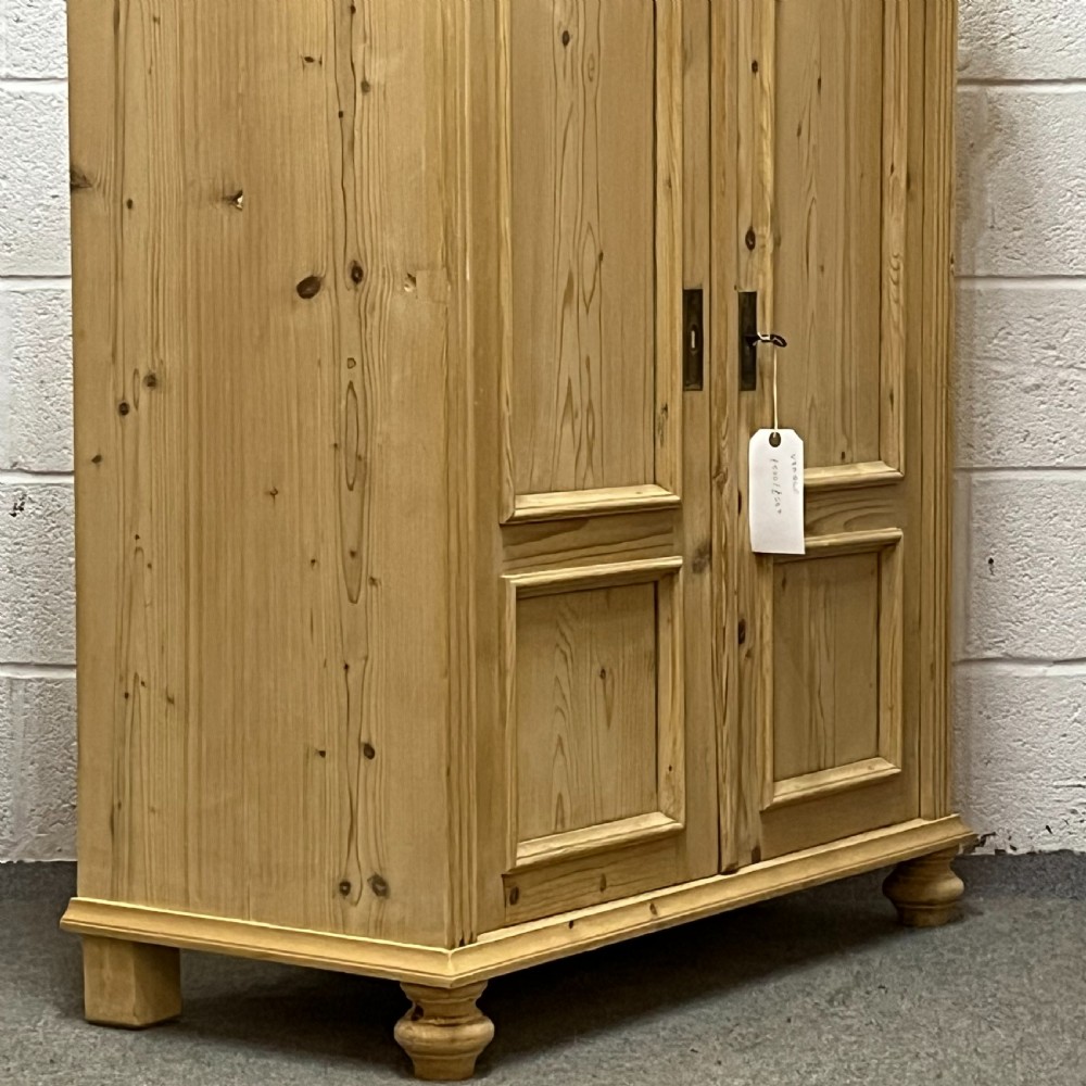 Tall Slim Antique Pine 2 Door Cupboard With Top Drawer  View VI