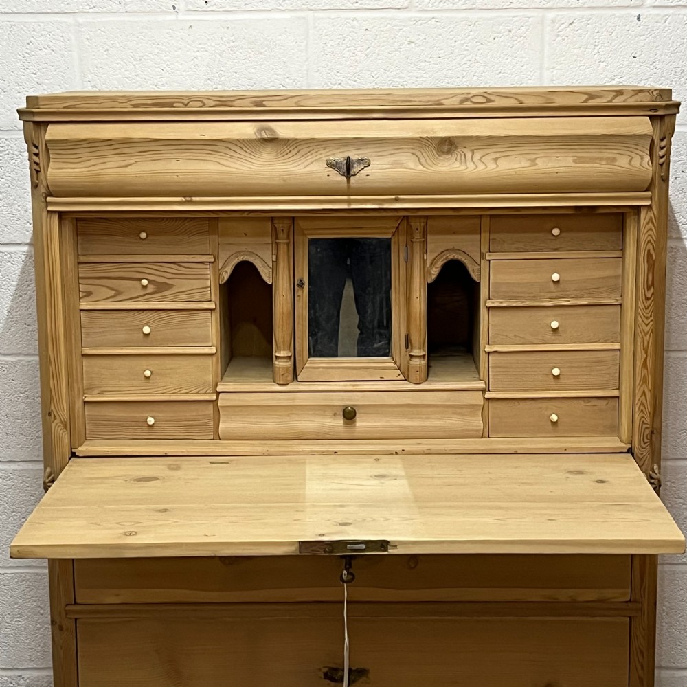 Beautiful Large Antique Pine Secretaire With Drop Down Writing Slope And Internal Drawers View IV