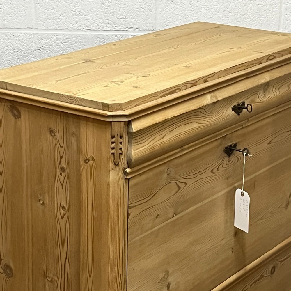 Beautiful Large Antique Pine Secretaire With Drop Down Writing Slope And Internal Drawers View XI