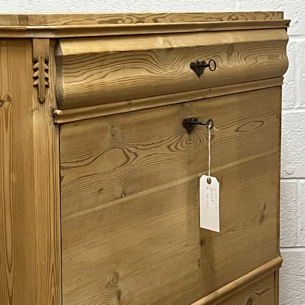 Beautiful Large Antique Pine Secretaire With Drop Down Writing Slope And Internal Drawers View XIII