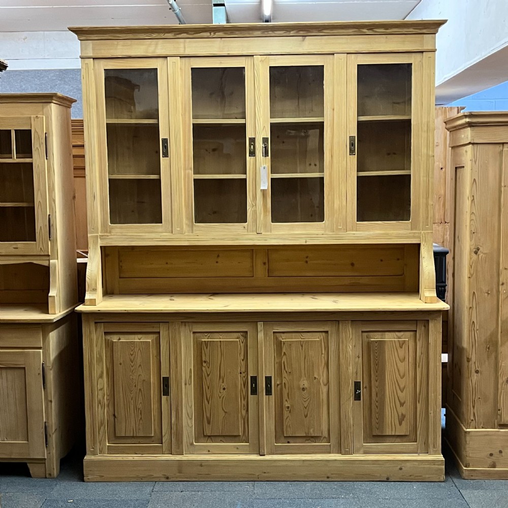 Extremely Large Antique Pine Partly Glazed Dresser