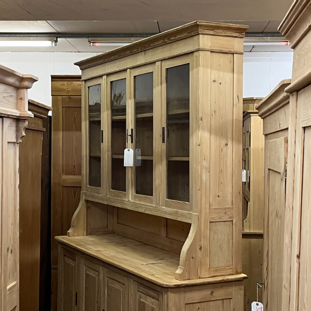 Extremely Large Antique Pine Partly Glazed Dresser View II