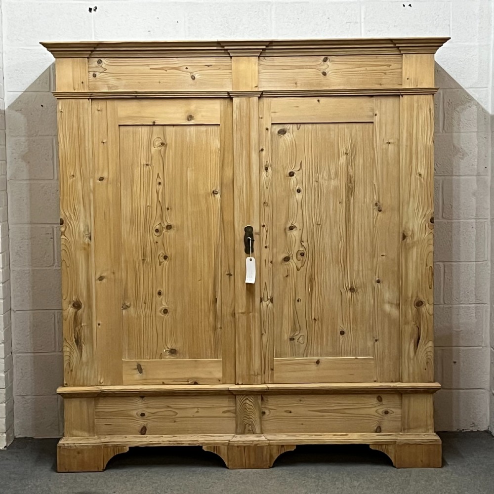 Very Large Old Pine Double Wardrobe 