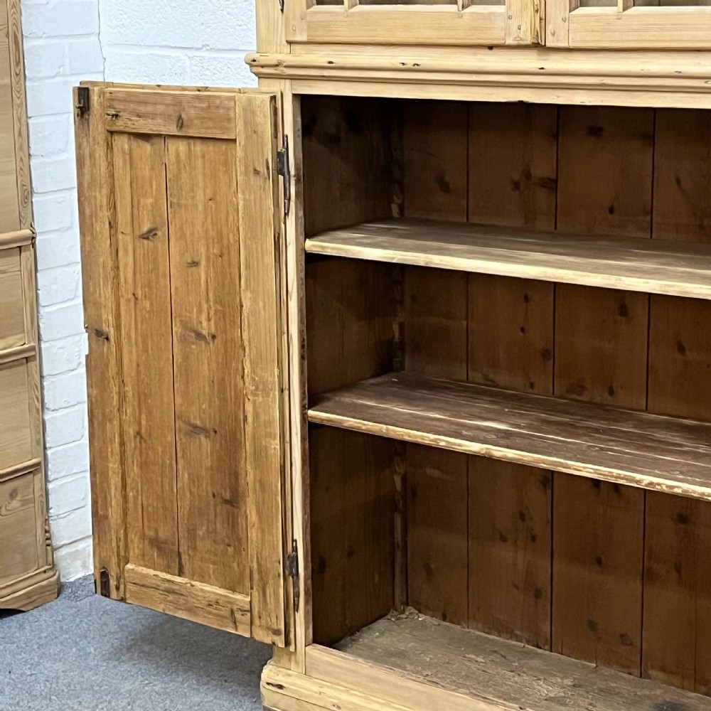 Very Old Tall Slim Pine Partly Glazed Cupboard Cabinet View XII