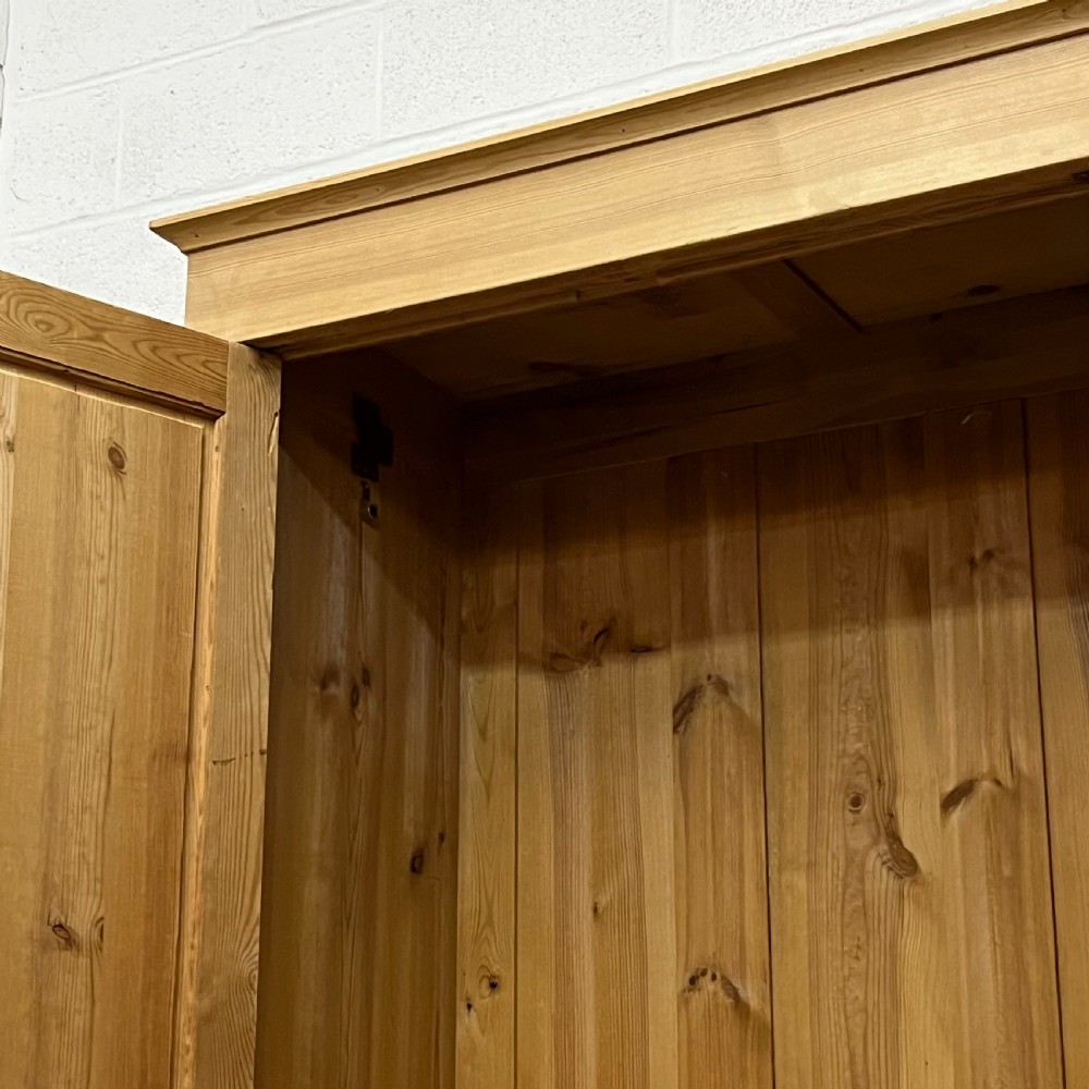 Small 2 Door Antique Pine Wardrobe With Bottom Drawer View VIII