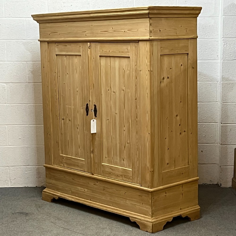 Large Fairly Low Antique Pine Double Wardrobe View III