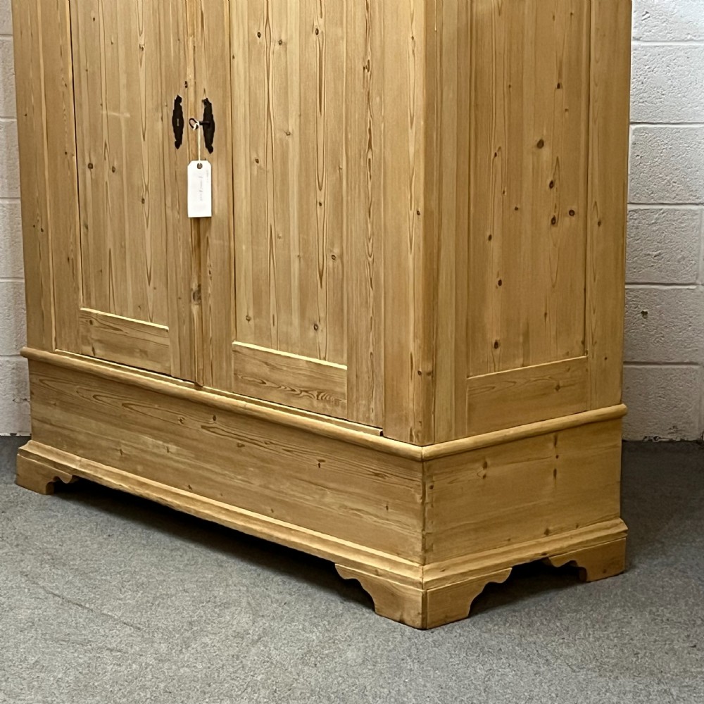 Large Fairly Low Antique Pine Double Wardrobe View VI