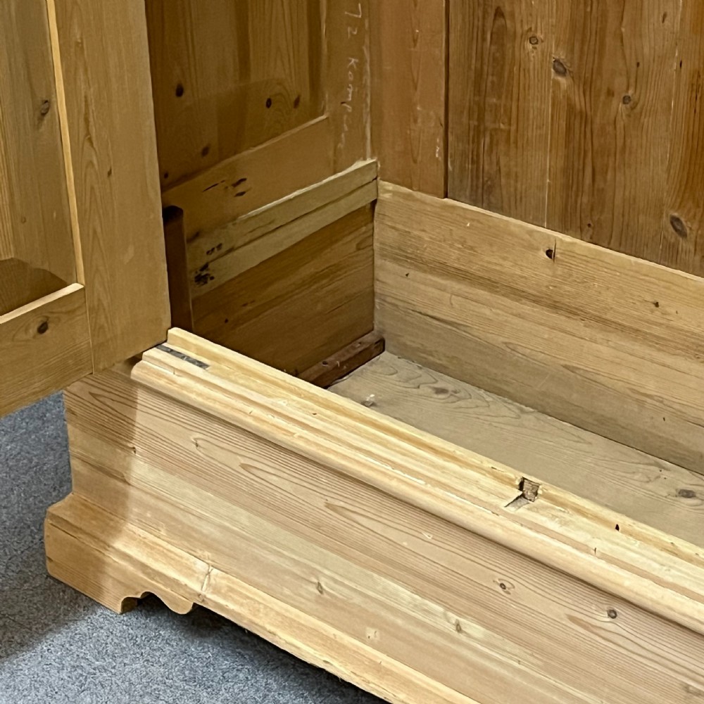 Large Fairly Low Antique Pine Double Wardrobe View VII