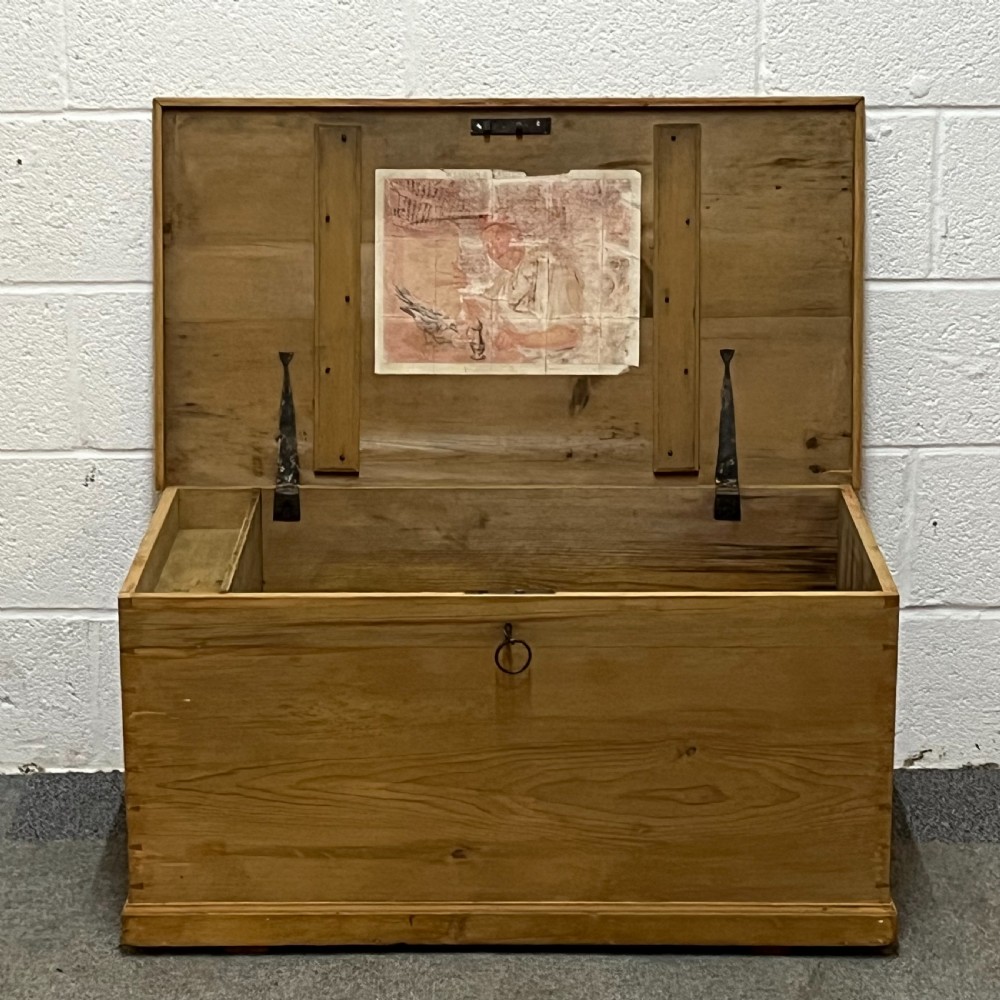 Victorian Pine Flat Top Box Secret Hidden Drawers Inside View II