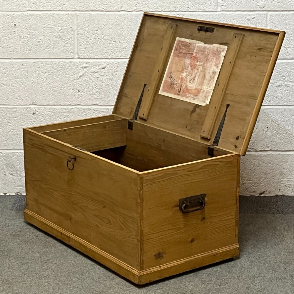 Victorian Pine Flat Top Box Secret Hidden Drawers Inside View V