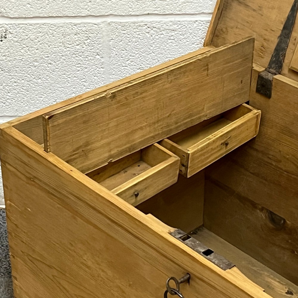 Victorian Pine Flat Top Box Secret Hidden Drawers Inside View VII