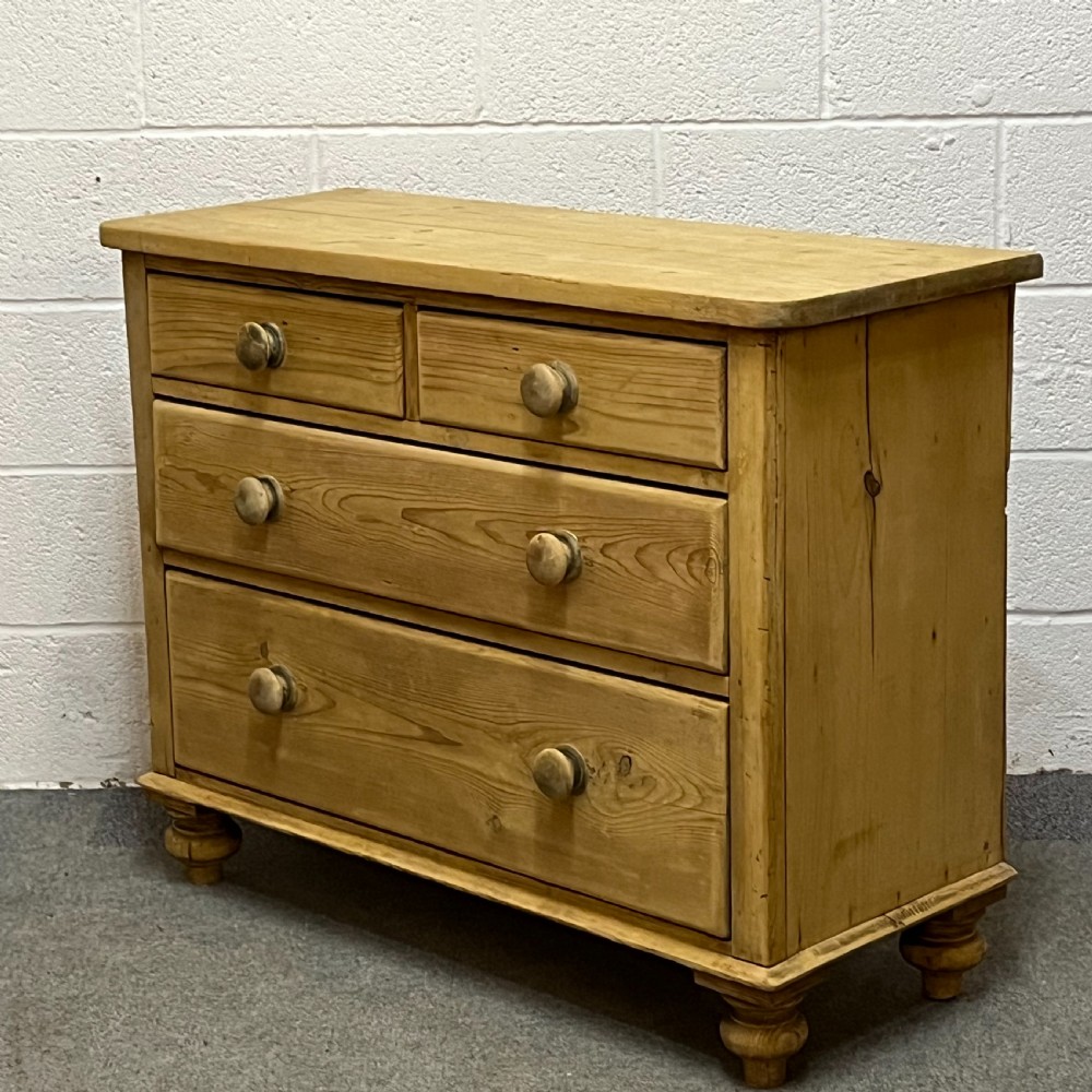 Edwardian Pine 2 Over 2 Chest Of Drawers Bare Wood View II