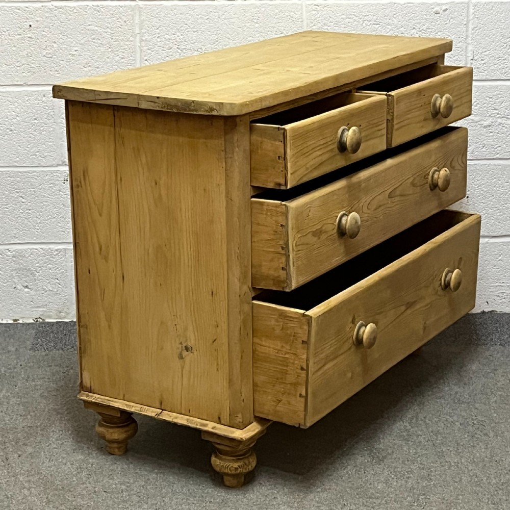 Edwardian Pine 2 Over 2 Chest Of Drawers Bare Wood View IV