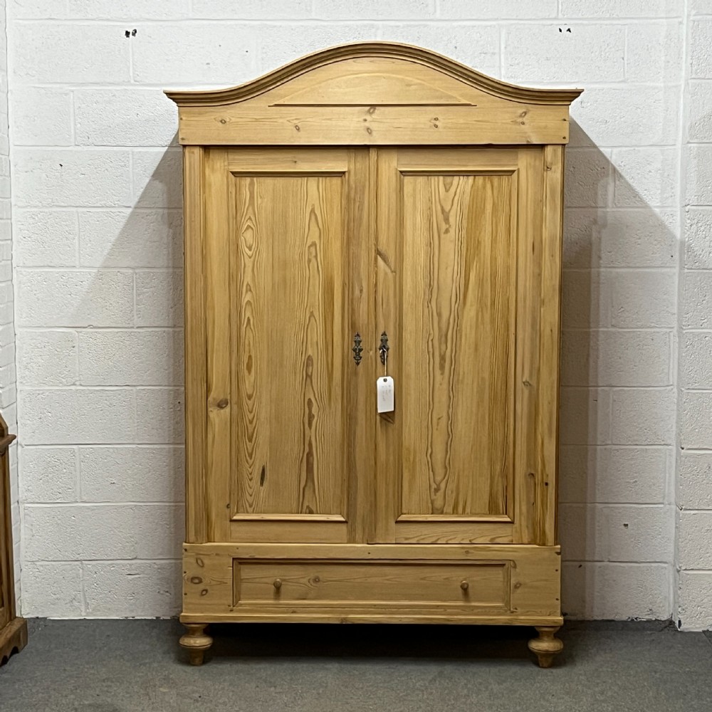 Arched Top Antique Pine Double Wardrobe (Dismantles)