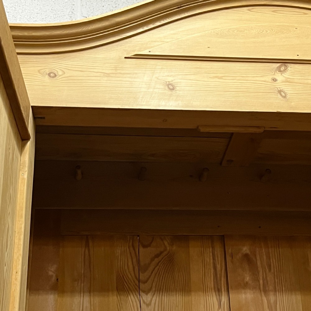 Arched Top Antique Pine Double Wardrobe (Dismantles) View IX