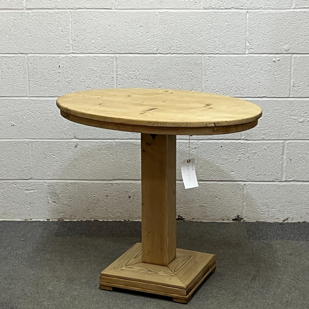 Small Antique Pine Oval Pedestal Table