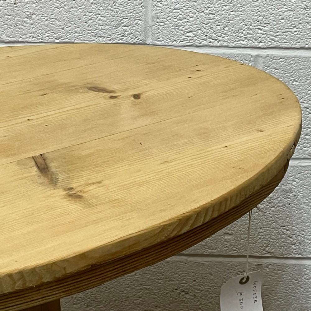 Small Antique Pine Oval Pedestal Table View VI