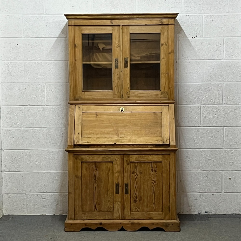 Large Antique Pine Secretaire with Internal Drawers
