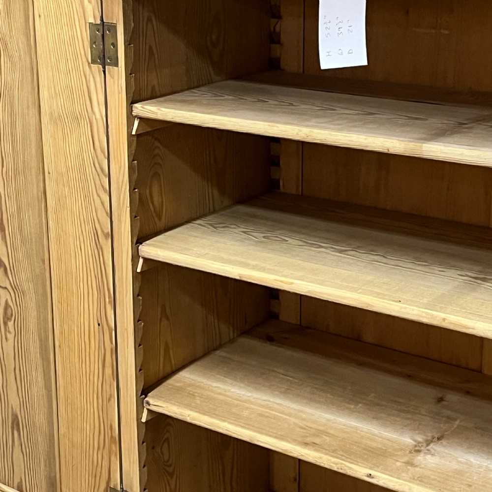 Tall Slim 2 Door Antique Pine Cupboard WIth Top Drawer View IX